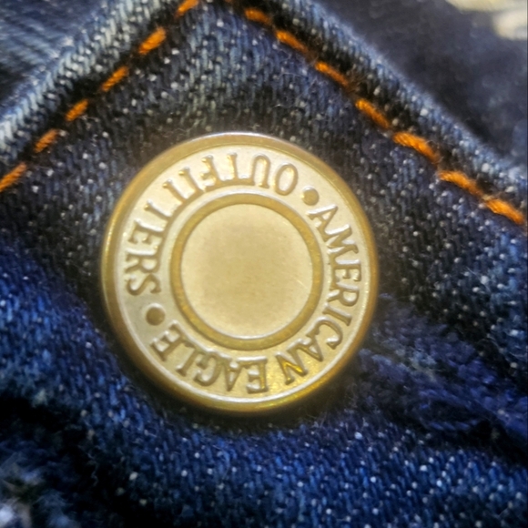 Womens American Eagle Artist Outfitters Distressed Dark Blue Denim Jeans Size 0 - Picture 5 of 12